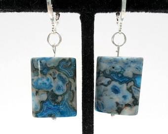 Handmade Sterling Silver and Blue Lace Agate Dangle Earrings