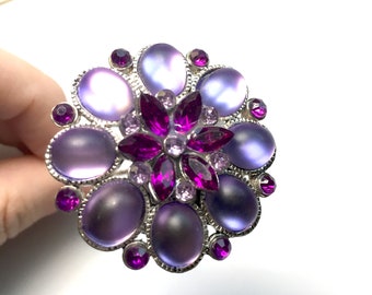 Purple or Pink Floral Rhinestone Hair Pins - Upcycled from Vintage Brooches