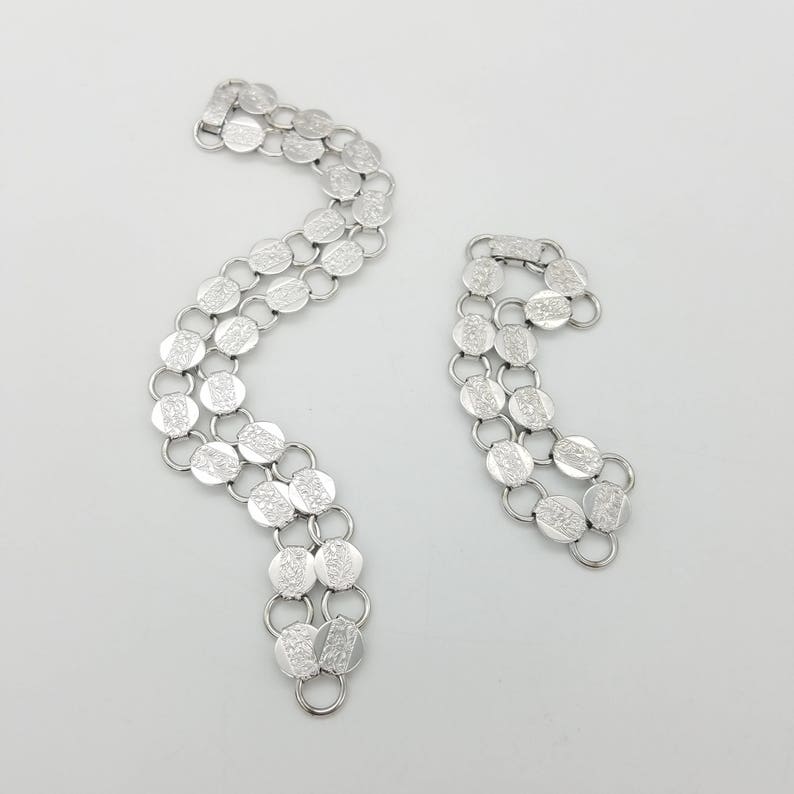 Vintage Sarah Coventry Silver Circle Link 3 in 1 Bracelet /& Necklace Set