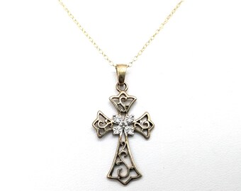 Gold Vermeil Sterling Silver & Diamond Accent Cross Pendant Necklace - 17.5"