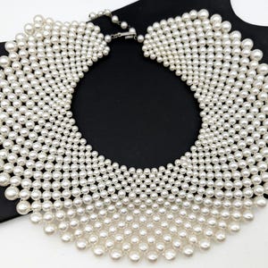 Vintage Faux Pearl Beaded Collar - Adjustable