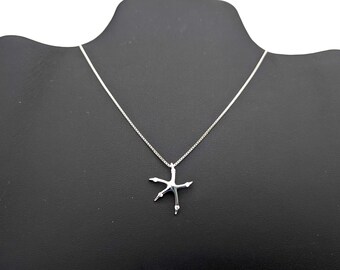 Vintage Sterling Silver & CZ Starfish Pendant Necklace - 18"
