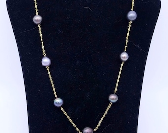 Appraised over 4K - 11-13 mm Tahitian Pearl  14K Gold Estate Necklace