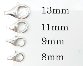 8-13mm Solid Sterling Silver Trigger Clasp / Lobster Clasps, No Jump Ring