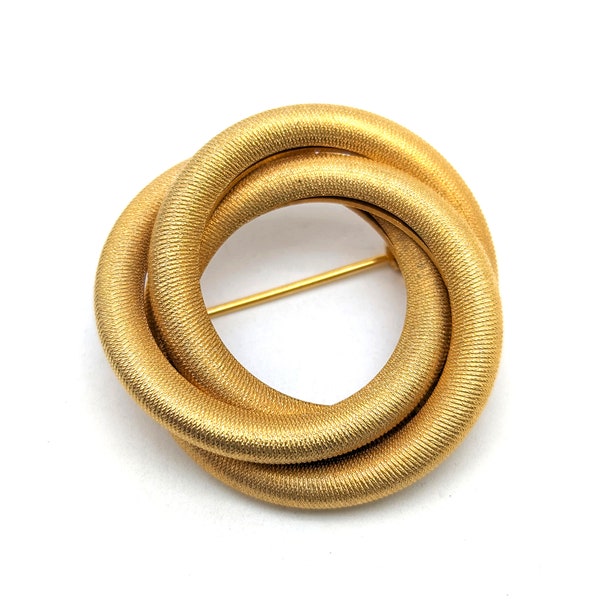 Vintage Sarah Coventry Brushed Gold Tone Twisted Circles Brooch - 1.5"