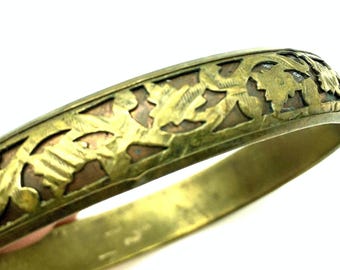 Cut Out Brass Dual Layer Brass Bangle, Filigree Bracelet