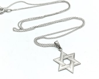 Sterling Silver Star of David Pendant Necklace - 18", Old Stock
