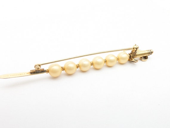 Vintage 12k Gold Filled Faux Pearl Sword Brooch S… - image 7