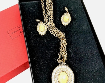 Faux Opal Necklace & Earrings Set