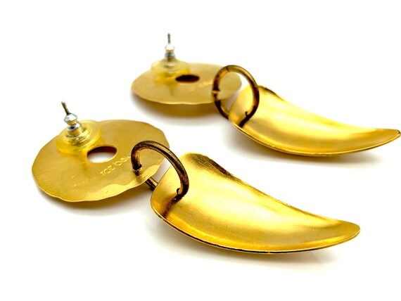 Signed Roz Balkin Hammered Gold Plated Modernist … - image 7