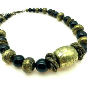 Coldwater Creek Black & Gold Bead Necklace - 20-22" Adjustable