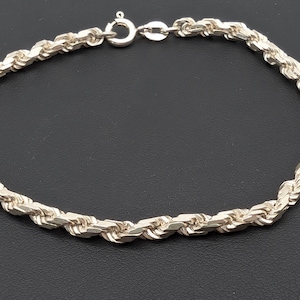 Vintage 3 Mm Sterling Silver Rope Chain Bracelet - 7.5