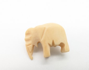 Antique Carved Bone Figural Elephant Brooch - 1 1/8"