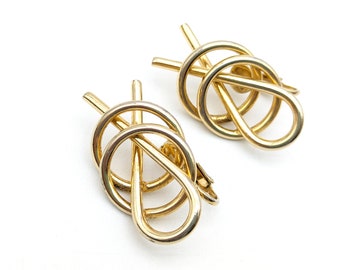 Vintage Sarah Coventry Abstract Loops Gold Tone Clip Earrings