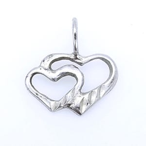 Vintage Sterling Silver Double Linked Hearts Charm or Pendant