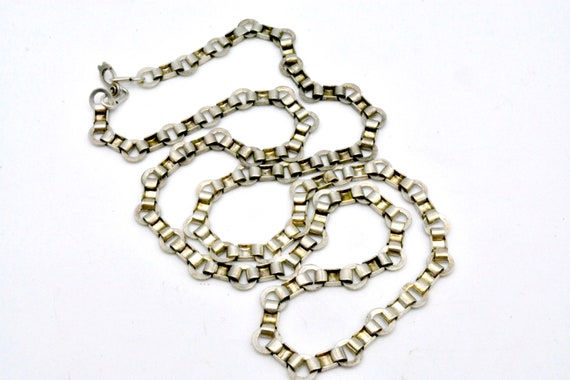 Antique Heavy Circle Link Chain Necklace - 900 Si… - image 1