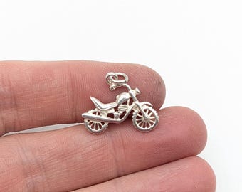 Vintage Sterling Silver Motorcycle / Chopper Charm or Pendant - Ride in Style!