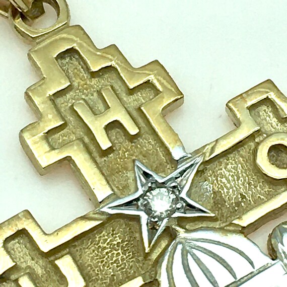 Vintage 10k Yellow Gold & Diamond Orthodox Cross … - image 3