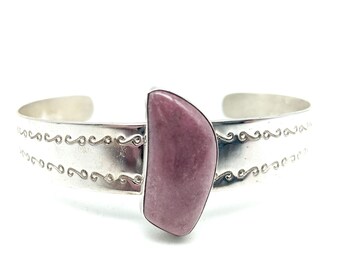Sterling Silver & Pink Rhodochrosite Cuff Bracelet Signed DTR, Jay King Mine Finds