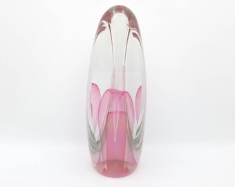 14" Signed Ed Nesteruk Sommerset Iridescent Pink Art Glass Sculpture, 1994