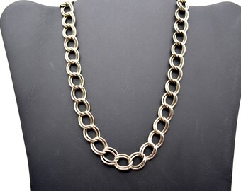 Vintage Kenneth J. Lane Antique Silver Tone double Link Chain Necklace - 17.5"