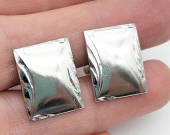 Vintage Sterling Silver Etched Rectangle Cufflinks
