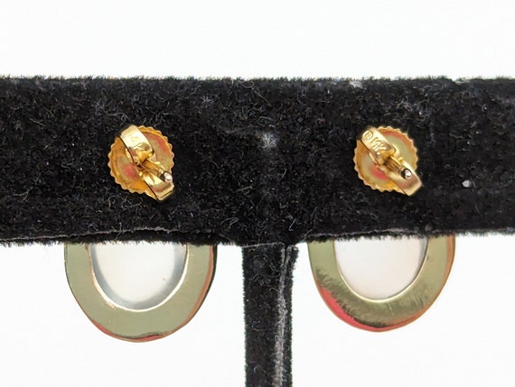 Antique 14k Gold & Moonstone Stud Earrings - 3/4" - image 4