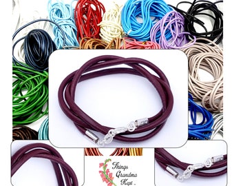 Sterling Silver & 3mm Genuine Leather Cord Necklace; 32 Colors