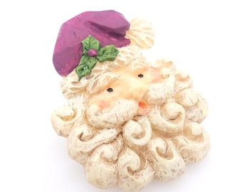 Vintage Resin Santa Head Lapel or Hat Holiday Pin