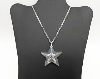 Vintage Cut Crystal Star Pendant Necklace - 24"