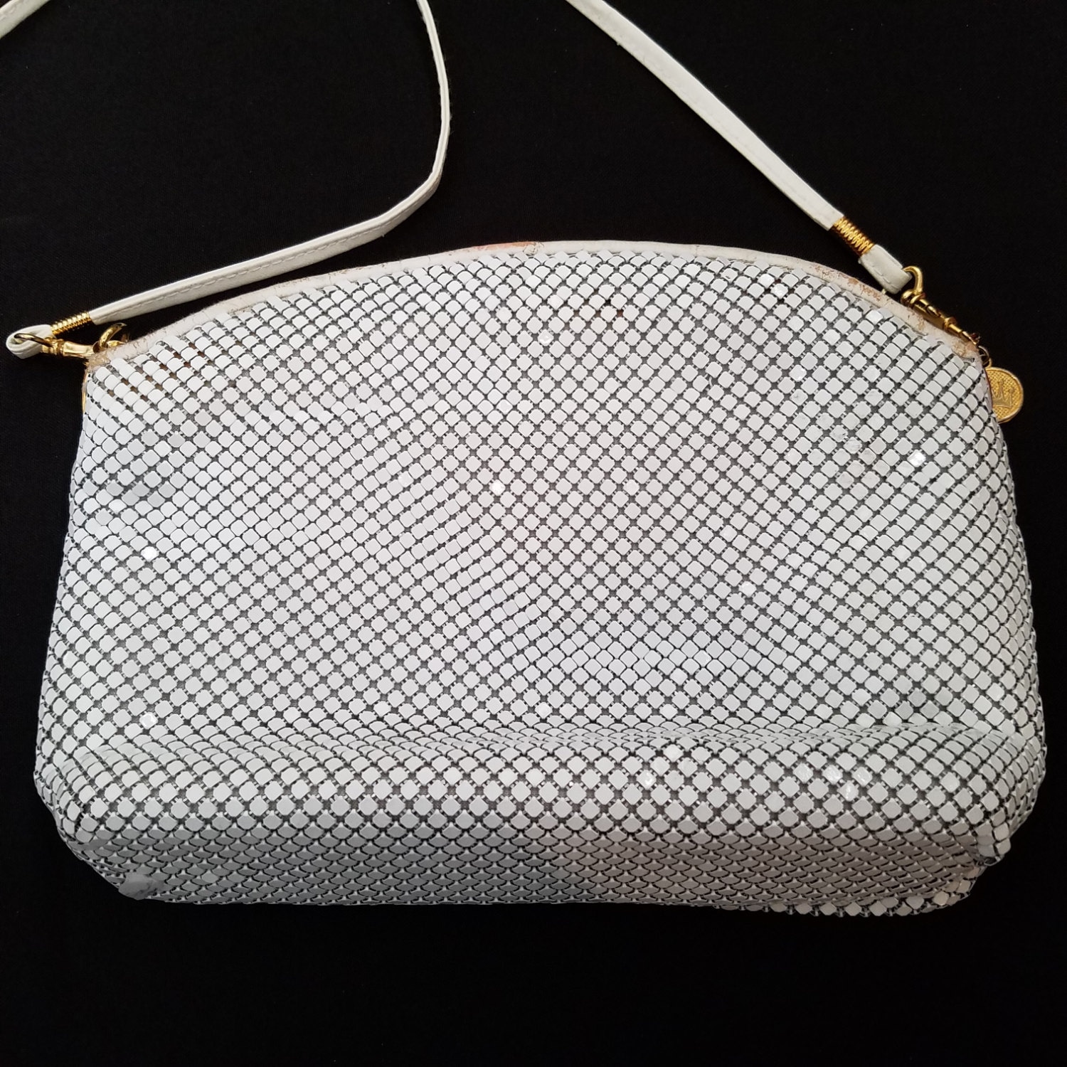 Vintage La Regale White metal Mesh cross body bag