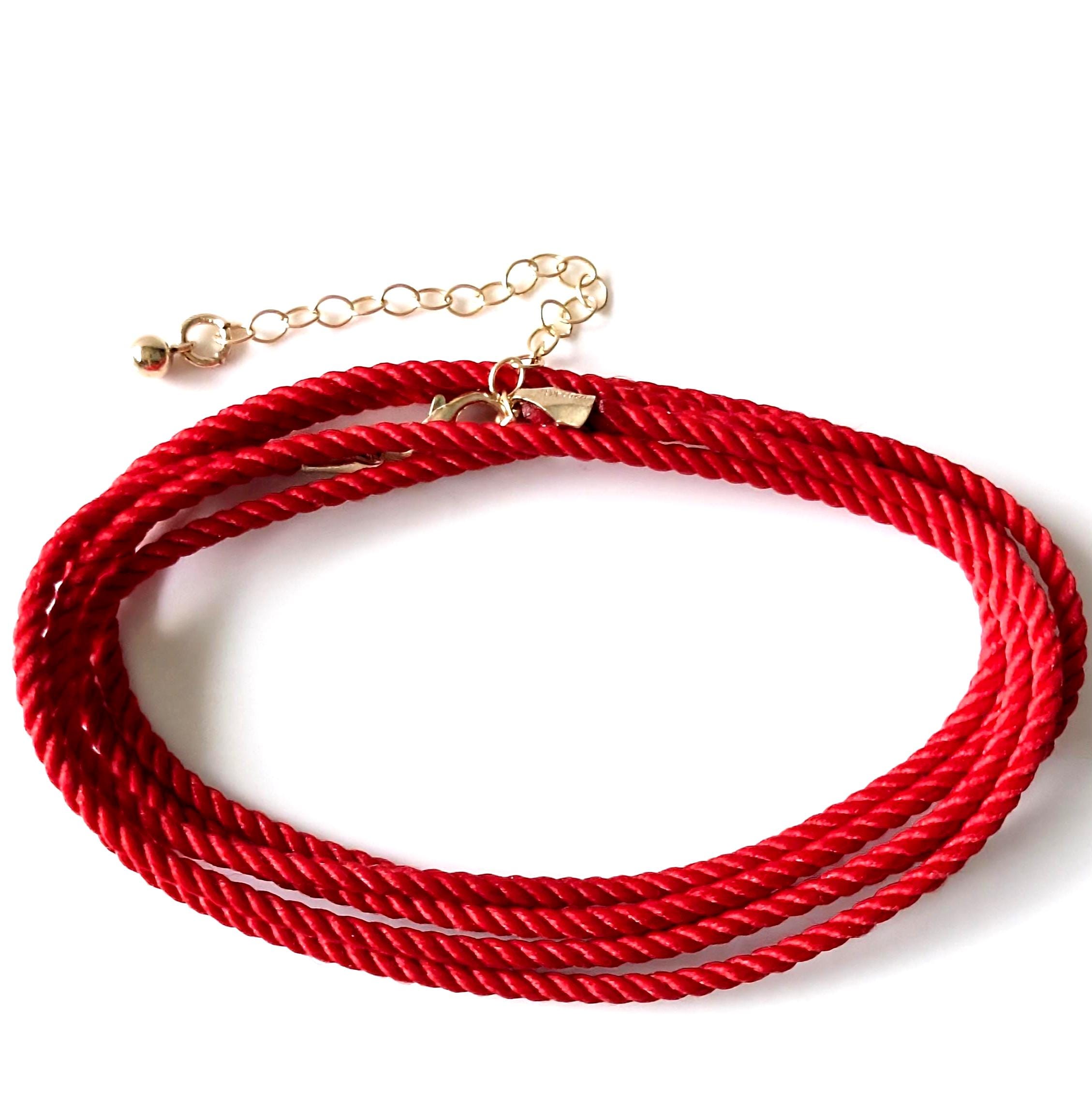 Red Satin Rope Gold Minimalist Red Silk Cord Necklace: Sterling Silver, 14k Gold Filled ...