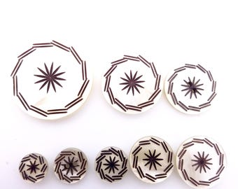 Etched Star Faux Mother of Pearl Buttons - Old Stock, Choice of Sizes