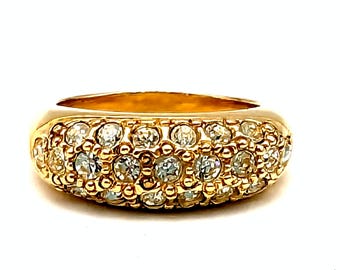 Avon Gold Plated Pave Crystal Ring - Size 6.75