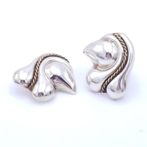 Taxco Mexico Sterling Silver Aztec Inspired Modernist Clip Earrings