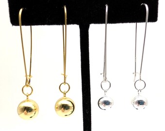 Sterling Silver & Gold Vermeil Charm Ball Dangle Earrings - 4-10mm