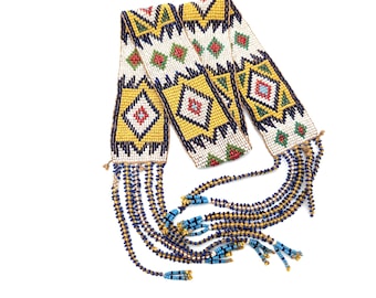 Antique Native American Beaded Wedding Garter - 28"
