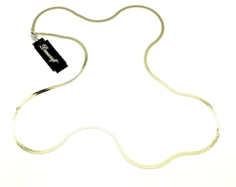 Old Stock Danecraft 24K Gold Vermeil Over Sterling Silver 30" Herringbone Chain - 2.5mm