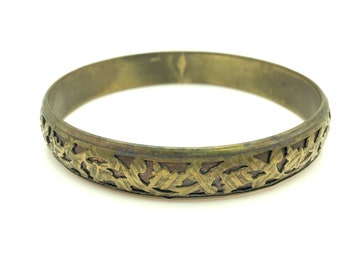Vintage Thin Brass Dual Layer Bangle Bracelet