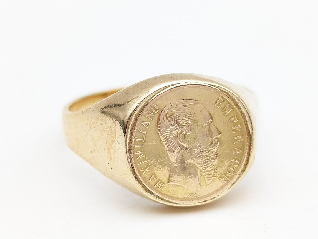 1865 Maximiliano Emperador Wedding Coin Token 14k Gold Ring Size 6 Etsy