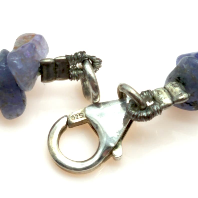 18 Purple Agate Chips Bead Strand Necklace With Sterling Clasp