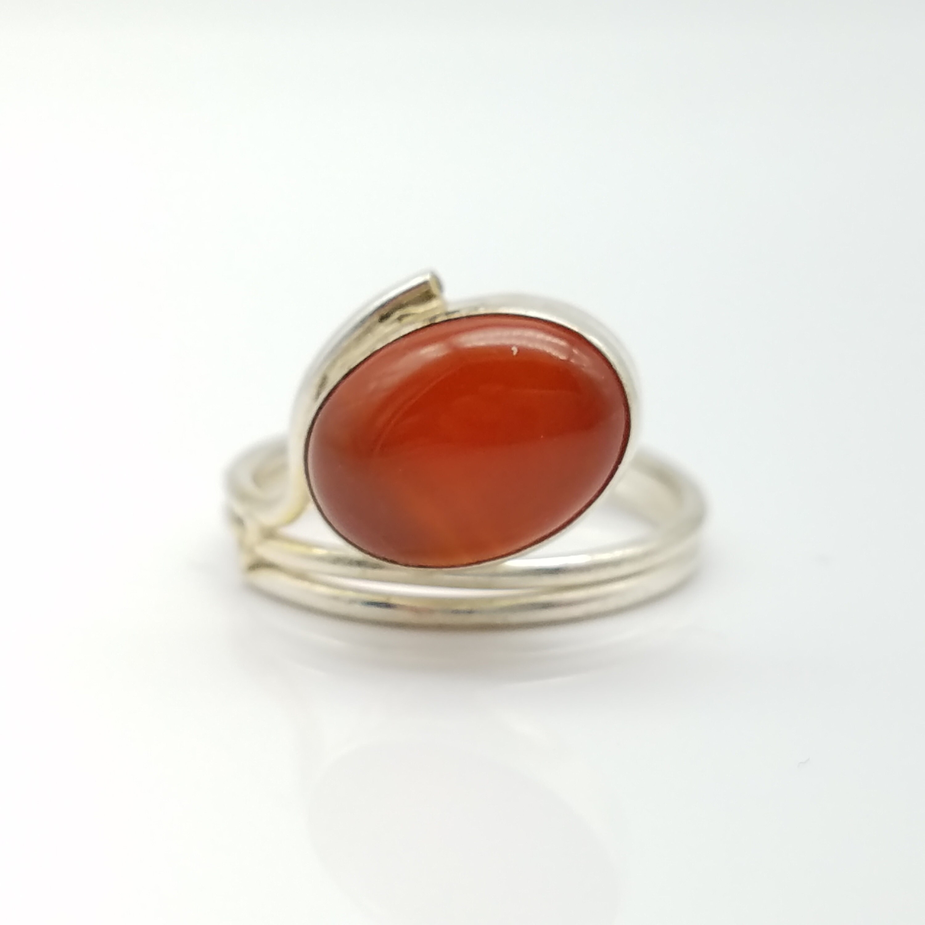 Sterling Silver & Carnelian Modernist Statement Ring Size | Etsy