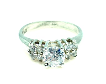 3 Carat, 3 Stone CZ Solitaire Engagement Ring - Size 8.75