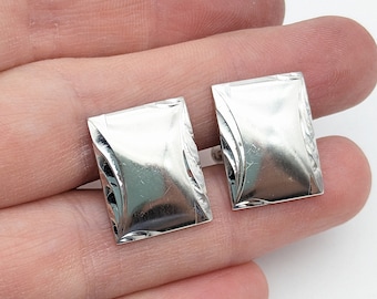 Vintage Sterling Silver Etched Rectangle Cufflinks