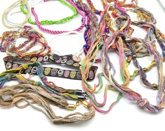 Lot of 25+ Handmade Necklaces and Bracelets; Silk, Nylon, Chokers and More