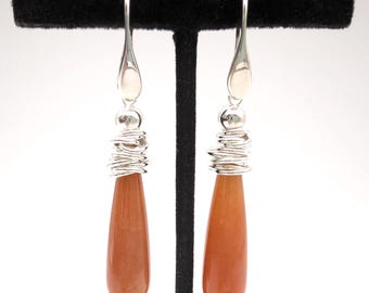 Paola Valentini Sterling Silver & Orange Quartzite Dangle Earrings