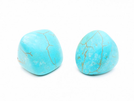 Choice of Carved Turquoise Blue Howlite Chunky St… - image 3