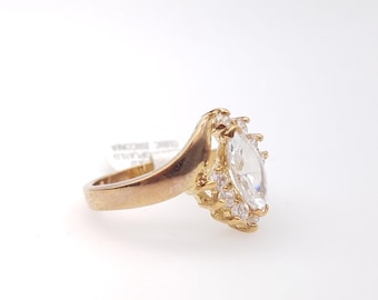 Size 8 New Old Stock 14K Gold Plated & CZ Diamond Ring - Your Choice