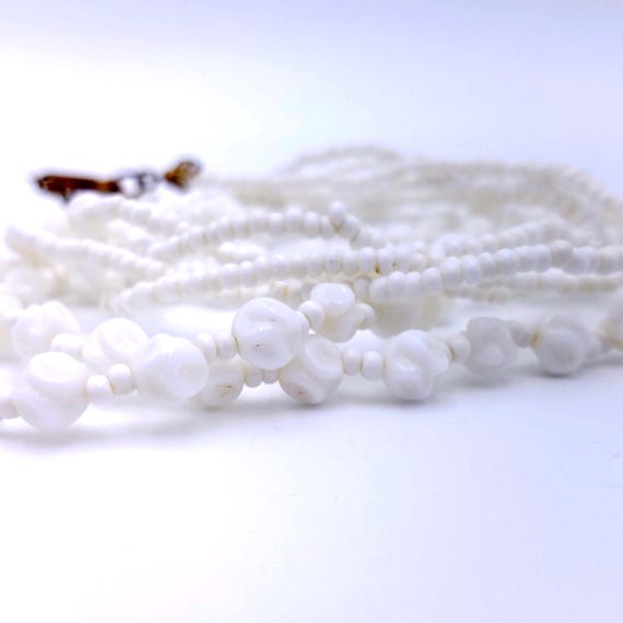 Signed Miriam Haskell Double Strand White Milk Gl… - image 4
