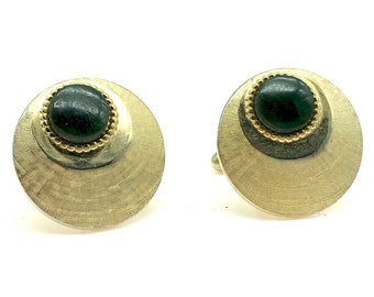 Vintage Swank Gold Tone & Jade Cufflinks